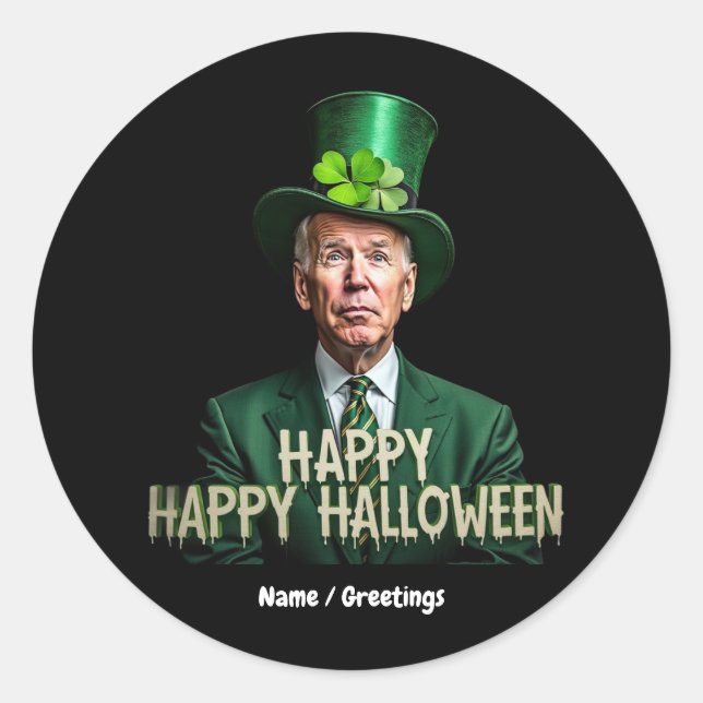 Funny Joe Biden St. Patrick's Day Confused Runder Aufkleber (Vorderseite)