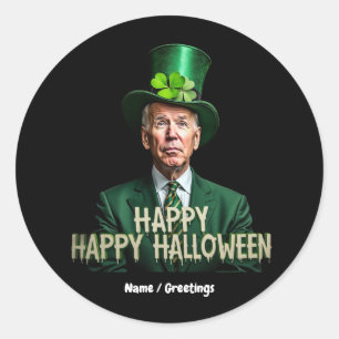 Funny Joe Biden St. Patrick's Day Confused Runder Aufkleber