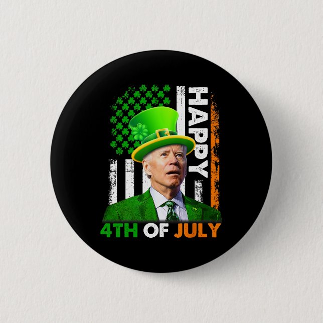 Funny Joe Biden St Patricks Day Happy 4. Juli Button (Vorderseite)