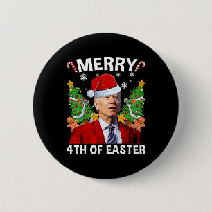 Funny Joe Biden Weihnachts-Weihnachtsmannmütze Mer Button
