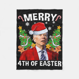 Funny Joe Biden Weihnachts-Weihnachtsmannmütze Mer Fleecedecke