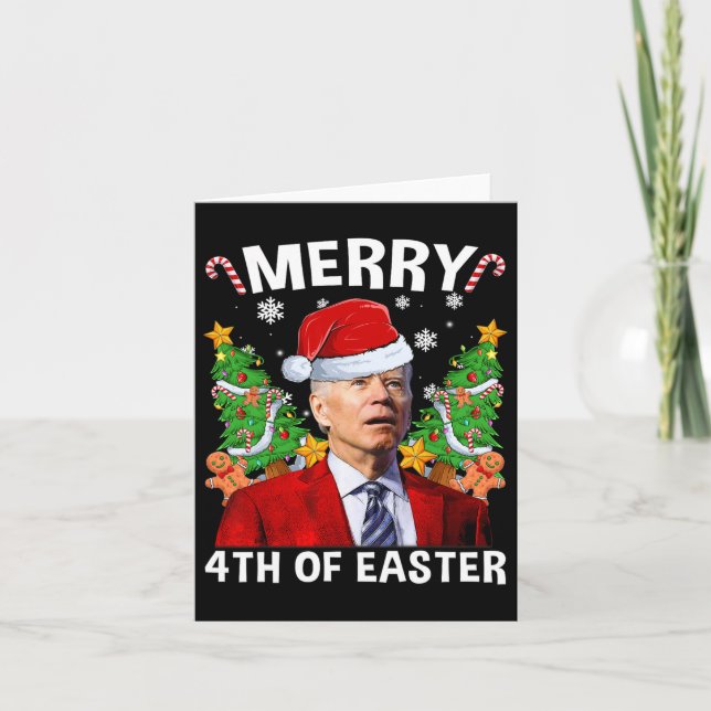 Funny Joe Biden Weihnachts-Weihnachtsmannmütze Mer Karte (Vorderseite)