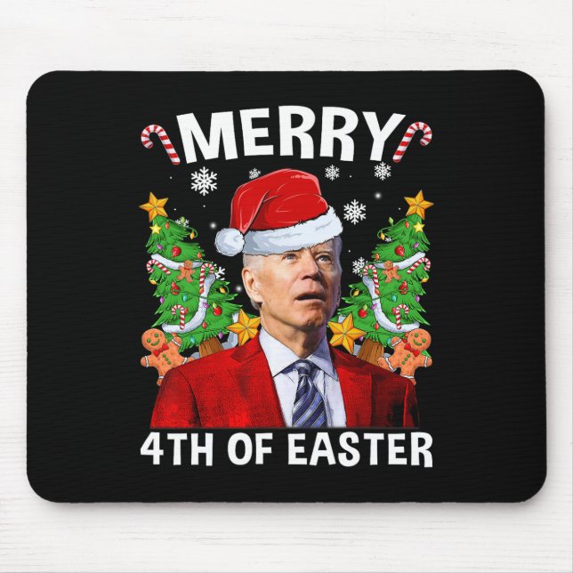 Funny Joe Biden Weihnachts-Weihnachtsmannmütze Mer Mousepad (Vorne)