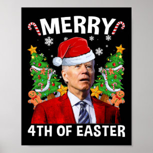 Funny Joe Biden Weihnachts-Weihnachtsmannmütze Mer Poster