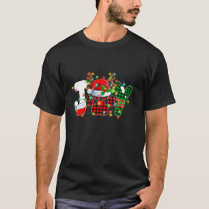 Funny Jog Dog Cat Paws Print Red Kariert Weihnacht T-Shirt