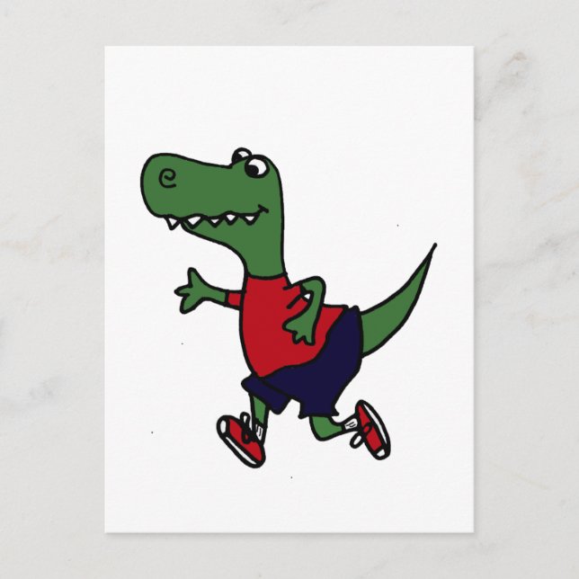 Funny Joggen Trex Dinosaur Postkarte (Vorderseite)