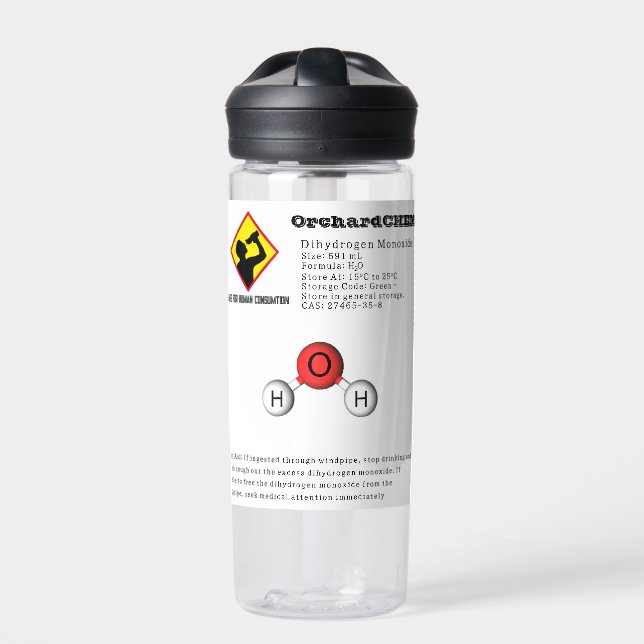 Funny Joke Dihydrogenmonoxid (H2O) Chemie Trinkflasche (Vorderseite)