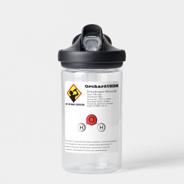 Funny Joke Dihydrogenmonoxid (H2O) Chemie Trinkflasche (Vorne)