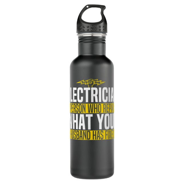 Funny Jokes Electrician Husband Memes Edelstahlflasche (Vorderseite)
