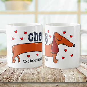 Funny jubelt auf einen langen Kaffee Break Hund Kaffeetasse