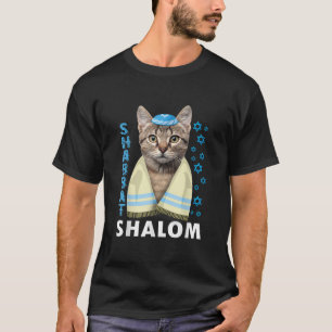 Funny jüdischer Shabbat Shalom Niedliche Katze mit T-Shirt