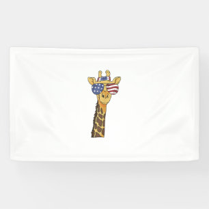 Funny July 4th US Flag Patriotic Giraffe Banner