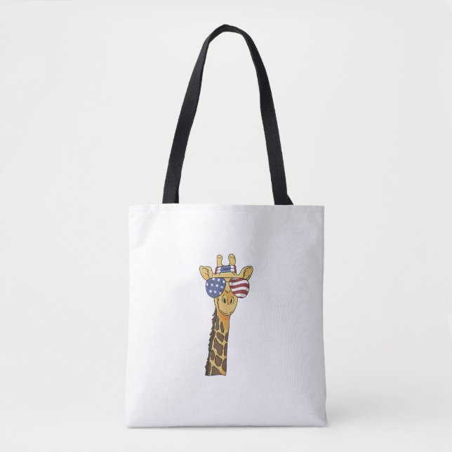Funny July 4th US Flag Patriotic Giraffe Tasche (Vorderseite)
