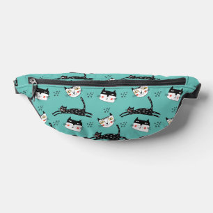 Funny Jumping Cat Faces auf Aquamarinen Bauchtasche