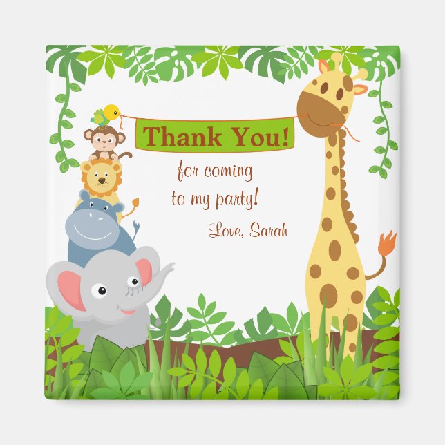 Funny Jungle Animals Danke Magnet (Vorne)