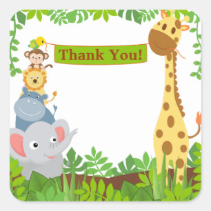 Funny Jungle Animals Danke Sticker