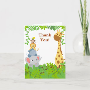 Funny Jungle Baby Animaux Carte de remerciements