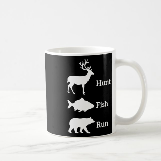Funny Junting Hunt Fish Run Bear Gift Kaffeetasse (Rechts)
