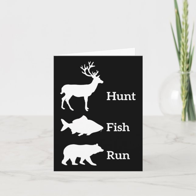 Funny Junting Hunt Fish Run Bear Gift Karte (Vorderseite)