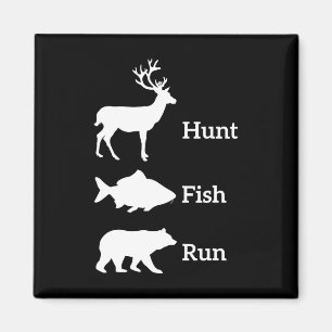 Funny Junting Hunt Fish Run Bear Gift Magnet