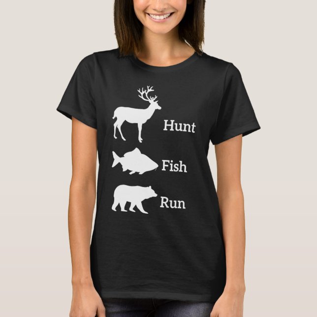 Funny Junting Hunt Fish Run Bear Gift T-Shirt (Vorderseite)