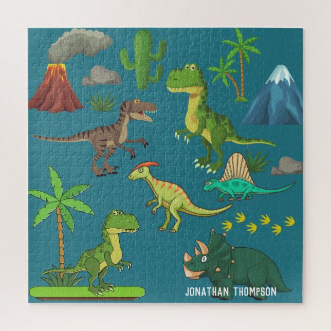 Funny Jurassic mit Monogramm Gebirgsblau (Vertikal)