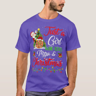 Funny Just a Girl, das Pizza und Weihnachts-T-Lieb T-Shirt