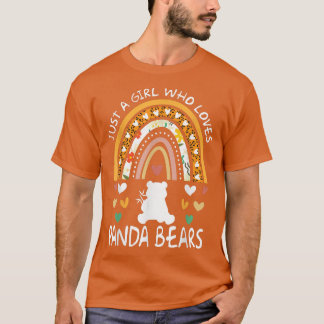 Funny Just a Girl, die Lieben Panda Bears Rainbow  T-Shirt