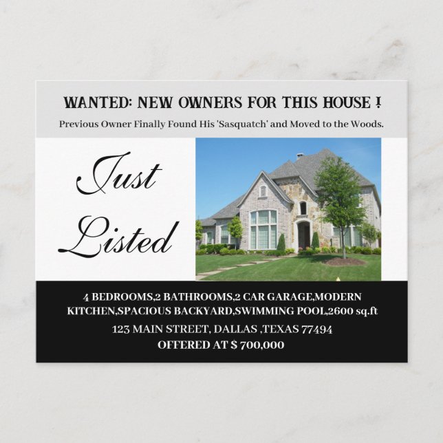 Funny just Listed REAL ANWESEN Postkarte (Vorderseite)