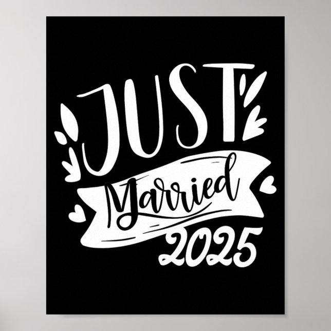 Funny Just Married 2025 Niedlich Bride and Groom M Poster (Vorne)