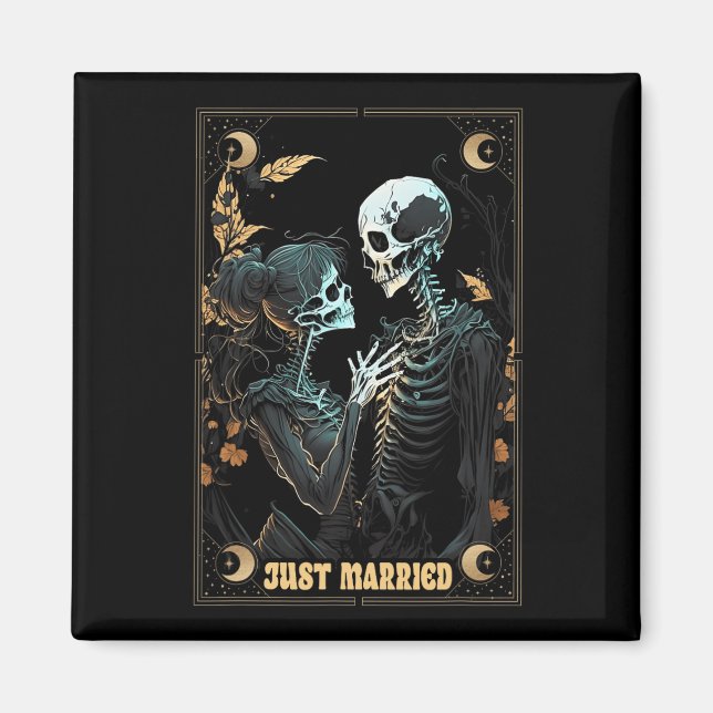 Funny Just Married Husband Ehefrau Skeleton Bachel Magnet (Vorne)