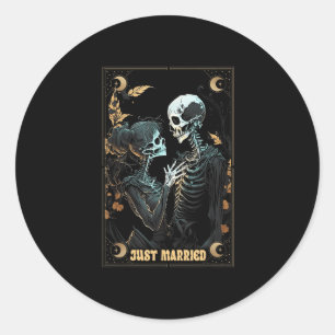 Funny Just Married Husband Ehefrau Skeleton Bachel Runder Aufkleber