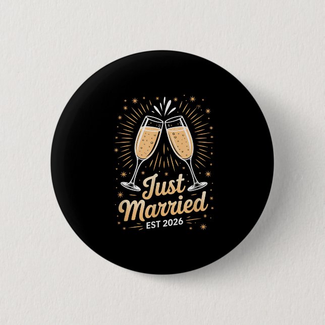 Funny Just Married Newlywed Honeymoon Couple 2026  Button (Vorderseite)