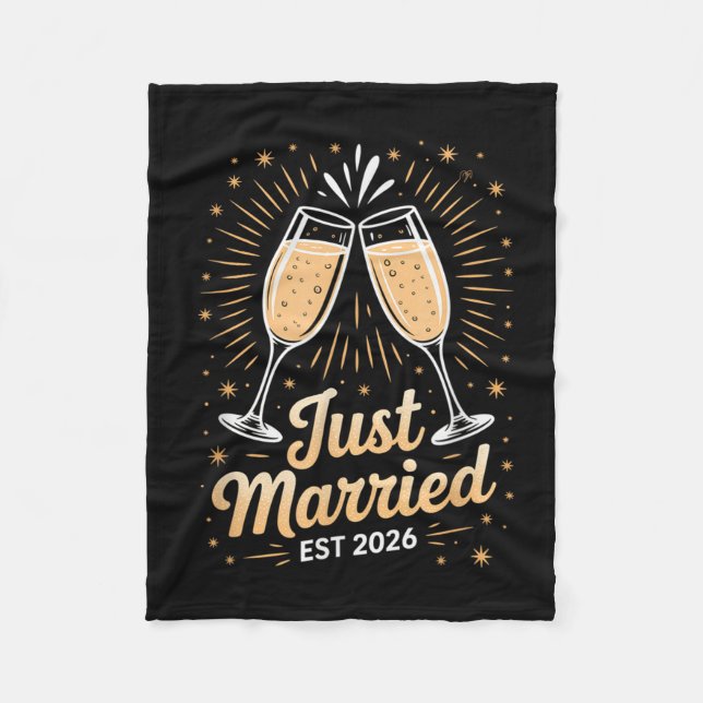 Funny Just Married Newlywed Honeymoon Couple 2026  Fleecedecke (Vorderseite)