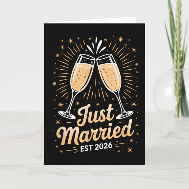 Funny Just Married Newlywed Honeymoon Couple 2026  Karte (Vorderseite)
