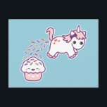 Funny Kackend Unicorn Postkarte<br><div class="desc">Super niedliches Baby Einhorn kackend Regenbogensprinkles auf einem glücklichen rosa Kuchen.</div>
