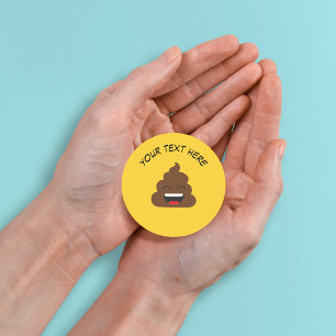 Funny Kackte Emoji mit Custom Message Runder Aufkleber
