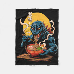 Funny Kaiju Eating Ramen Japanisches Monster Lover Fleecedecke