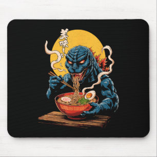 Funny Kaiju Eating Ramen Japanisches Monster Lover Mousepad