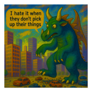 Funny Kaiju Monster Art auf Sachen Fantasy Poster