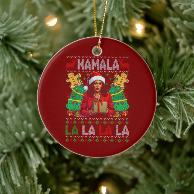 Funny Kamala Harris 2024 Weihnachtsfrauen Weihnach Keramik Ornament (Baum)