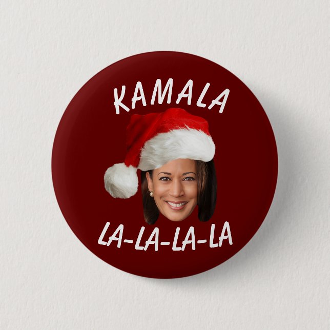 Funny Kamala Harris Face Weihnachtsmannmütze Weihn Button (Vorderseite)