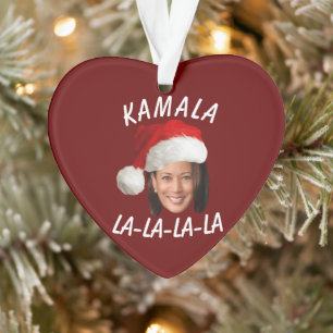 Funny Kamala Harris Face Weihnachtsmannmütze Weihn Ornament