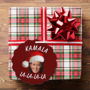 Funny Kamala Harris Face Weihnachtsmannmütze Weihn Ornament Karte