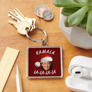 Funny Kamala Harris Face Weihnachtsmannmütze Weihn Schlüsselanhänger