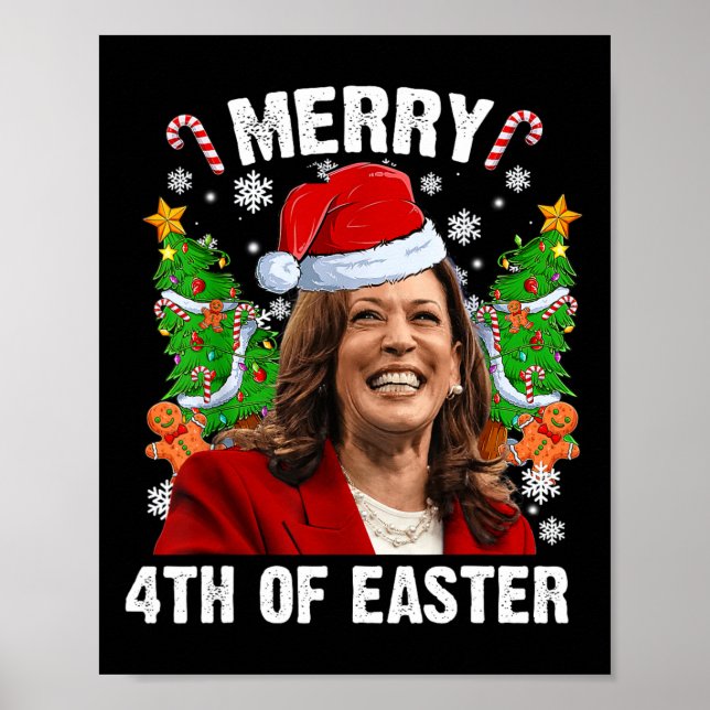 Funny Kamala Harris Weihnachtsfeier Weihnachtsmann Poster (Vorne)