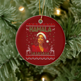 Funny Kamala Harris Weihnachtsmannmütze 2024 Weihn Keramik Ornament