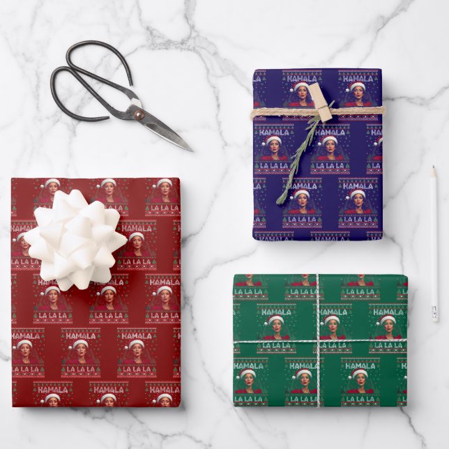 Funny Kamala Santa Claus Weihnachten Ugly Geschenk Geschenkpapier Set (Vorderseite)