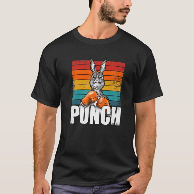 Funny Kangaroo Boxing Punch Spaß Cartoon Retro T-Shirt (Vorderseite)