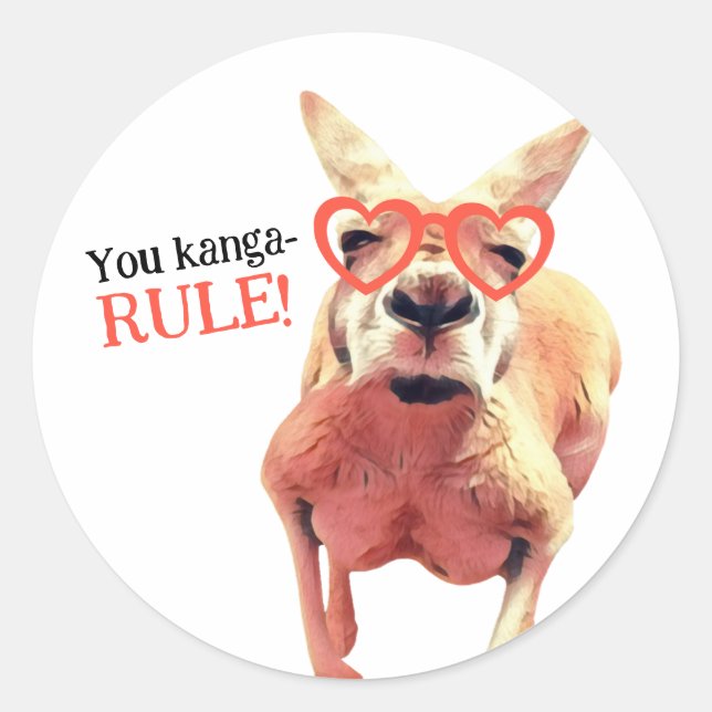 Funny Kangaroo Motivierend Pun Runder Aufkleber (Vorderseite)